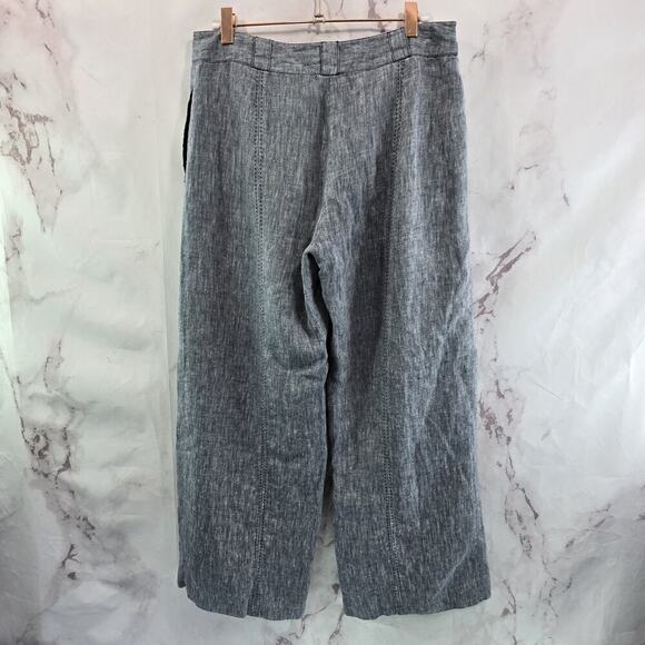 Ecologie Pants Womens 6 Blue Linen Wide Leg High Rise Navy Crop Vintage Lined - Picture 5 of 10